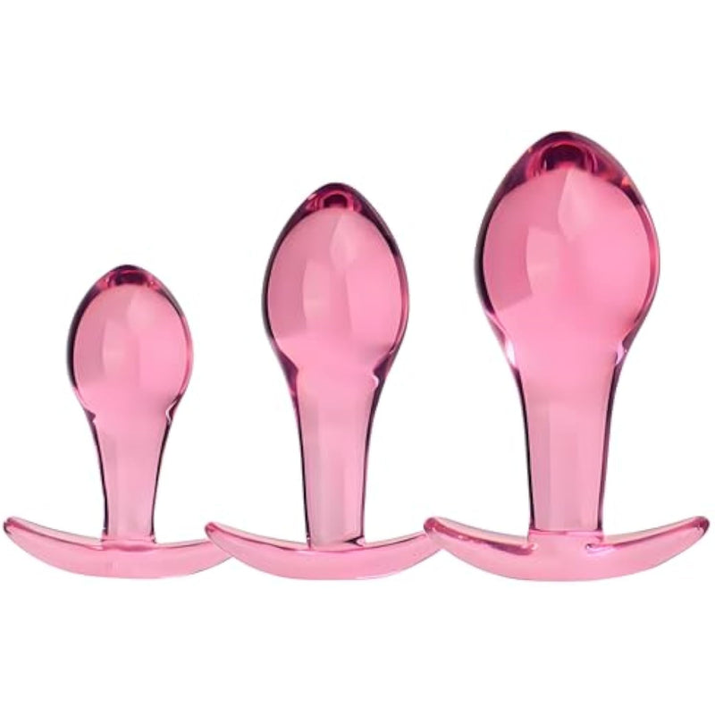 3 Piece Glass Anal Plug Training Kit, Smooth Butt Plugs Beads With Anchor Bottom Beginners To Advanced Adult Pleasure Toys For Men And Women