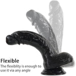 8'' Realistic Big Dildo For Beginners, Lifelike Huge Dildos With Strong Suction Cup For Hands-Free Play, G-Spot Stimulation Penis Adult Sex Toys For Women And Men - Black