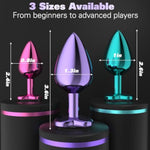 3 Pcs Metal Jeweled Butt Plug Set – Colorful Heart Shaped Anal Trainer Kit For Beginner, Women, Men, Couples – G Spot Adult Sex Toys, Luxury Anal Beads For S&M And Gay Play(Mix)