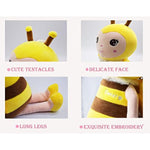 Emotional Support Bee Stuffed Animal With Smile Face And Yellow Wings Soft Plush Fuzzy Bumblebee Toy Pillow Pretty Sweet Gifts For Honey Kids Or Stuff Collection 12 Inches