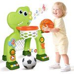 Toddler Basketball Hoop & Soccer Goal Toy,Dinosaur Toys With Light & Music,Musical Toys For 1 Year Old Boy Girl Learning Toy For Toddlers 1-3 Birthday Gifts For 1 Year Old Boys