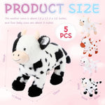 5 Pcs Cow Stuffed Animals Set Mommy Cow And 4 Baby Plushies With Magnets 9.8 Inch Plush Animals Toy Gifts For Kids Birthday Party Favors Farm Decorations Party Christmas