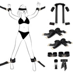 Bdsm Bed Bondage Restraints Sex Toys, Neck To Wrist Ankle Straps Harness Adjustable Sex Handcuffs With Blindfold And Tickler Bondage Gear & Accessories For Couple Play