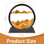 7 Inch 3D Moving Sand Art Picture, Round Glass Flowing Sand Desk Decor, Yellow