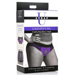Lace Envy Crotchless Panty Harness With Universal O-Ring That Fits Any Strap-On Dildo. Pegging Toys Sex. Machine Washable, Spandex & Nylon, 3Xl (39-44 Waist), Purple Black (Ag451-3Xl)