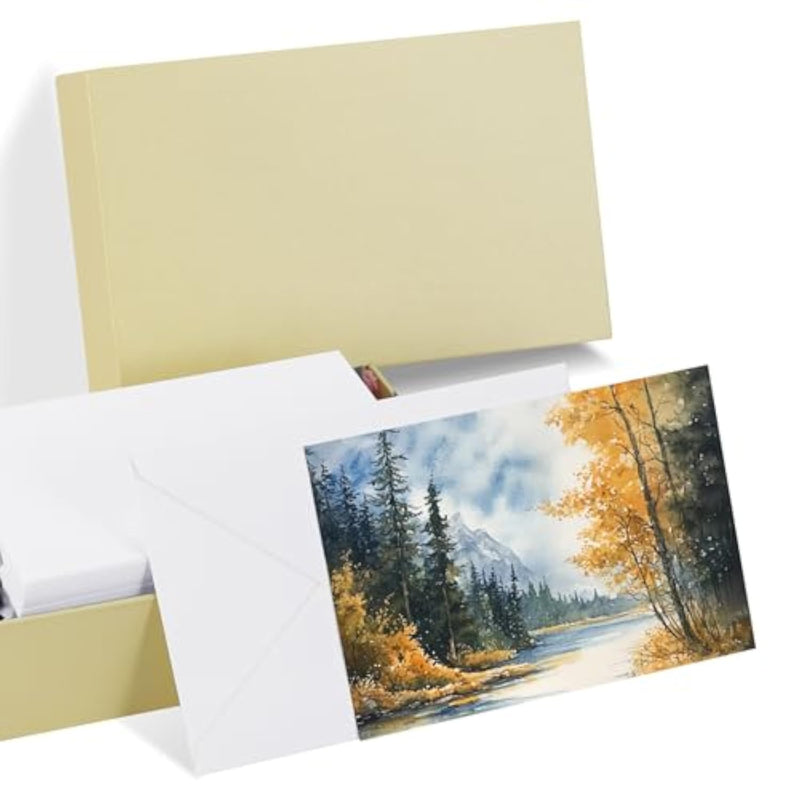 50 Sets Watercolor Cards with Envelopes, 4 x 6 Inch, 140 lb 300 GSM Cotton Paper