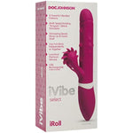 Doc Johnson iVibe Select - iRoll - Silicone Rabbit-Style Vibrator - Pleasure Beads Along Shaft Move Up-and-Down, Clit-Stimulating Wheel of Rotating Silicone "Tongues", Pink