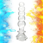 Crystal Anal Bead Glass Butt Plug - Clear Glass Anal Plug With Gradual Large Anus Beads, Transparent Anal Dildo Butt Plug Vaginal Prostate Massage Stimulation Anal Sex Toy For Men Women Couple (L)