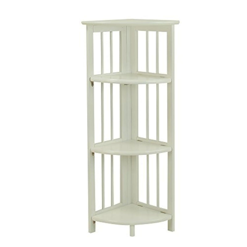 4-Shelf Corner Folding Bookcase, White