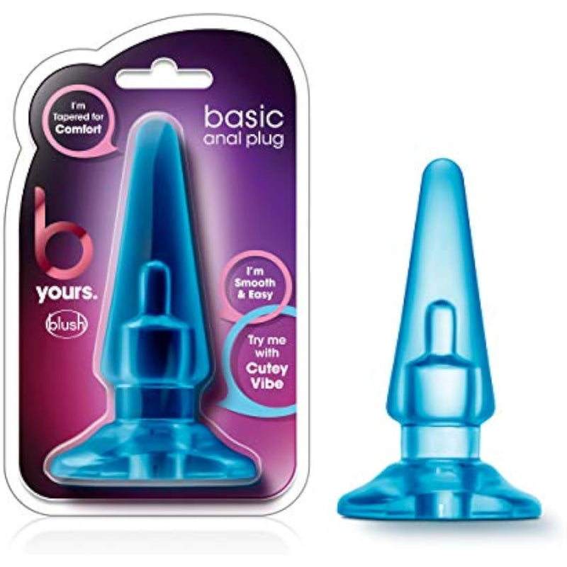 B Yours Basic Anal Plug - Tapered Tip For Easy Insertion - Base Anchors Plug Outside The Body - 4 Inch Length And 1.25" Width - May Be Used With Blush Cutey Vibe - Sex Toy For Adults