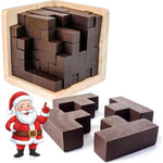 Original 3D Wooden Brain Teaser Puzzle - Stocking Stuffer 3D Puzzle For Kids 8+ & Adults, Desk Toy Delight, Challenging Game & Wooden Puzzle For Adult Brain Boost (Brown)