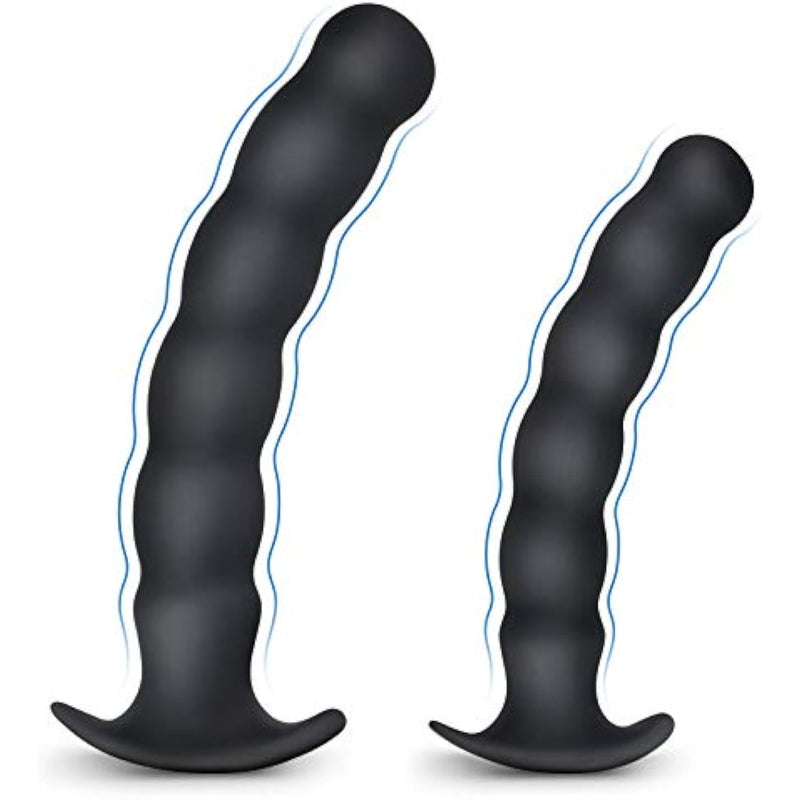 Anal Plug Trainer Kit, Pack Of 2 Silicone Butt Plug Training Set Thread Anal Beads With Narrow Flared Base Adult Sex Toy For Men Women