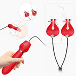 Clitoral Vibrator With Nipple Clamps Bdsm Adult Sex Toy For Women Silicone G-Spot Vibrator With 10 Vibration Modes For Female Nipple And Clitoral Stimulation
