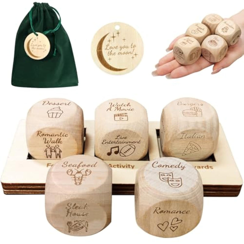 Date Night Dice Game,Date Night Ideas Fun Romantic Couples Gift 5 Decision Dice With Board & Carry Bag Love Dice Anniversary Wedding, Bridal Shower For Husband Wife Couples Toys