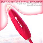 Rose Tulip Telescopic G Spot Vibrator for Women - 3 Speeds, 7 Frequencies, Tongue Licking and Massaging Sex Toy