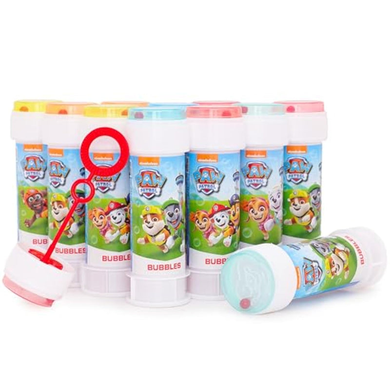Pack Of 12 Paw Patrol Bubbles With Wands, 2 Fl Oz Solution & Novelty Maze Lid - Pocket Money & Party Bag Toys