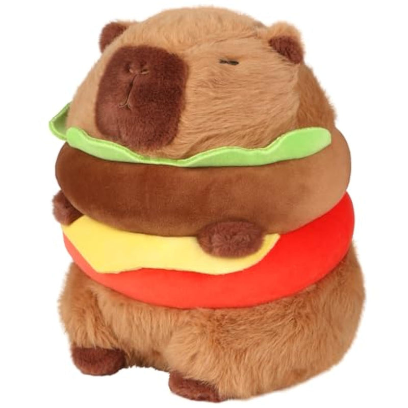Hamburger Capybara Plush Capibara Stuffed Animal Plushies Toys Hugging Gifts For Kids Brown Plush Wear Soft 9 Inch