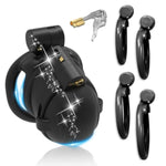 Resin Male Chastity Cage With 4 Adjustable Rings & Spiked Nails - Ventilated Sm Bondage Toy, Concealed Lock Design For Secure Penis Training (Black,Flat-Ring)