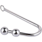 Anal Hook, Stainless Steel Double Balls Rope Hook With Ring, Bondage Fetish Sex Toy For Unisex Adult