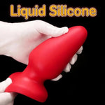 Big Red Butt Plug Anal Adult Sex Toys, Dual-Use Liquid Silicone Soft Anal Butt Plug Dildo Suction Cup Stretcher Anal Play Sex Toys for Beginners to Advanced Users (Large)
