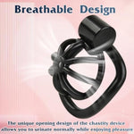 Male Chastity Lock with Adjustable Rings and Push-Button Design for BDSM Enslavement and Domination