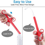 Lubricant Lube Applicator Syringes, Lubricant Tube Shooter with Smooth Rounded Cap for Men, Women & Couples, Reusable, Easy Use & Clean [10ml Scales] (Red & Gray)