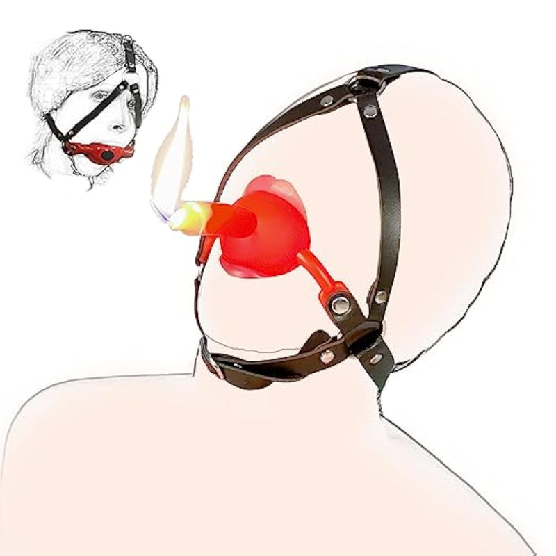 Bondage Mouth Gags Adult Sex Toys Bdsm Oral Fetish Slave Leather Restraint Head Harness With Ball Gag Drip-Wax Toys Adjustable Flirting Y-Shape Muzzle Toolssm Games Bedroom
