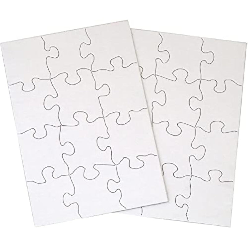 12 Blank Jigsaw Puzzles for Kids Arts and Crafts, 5.5 x 8 Inch, 12 Pieces Each, Heavy Duty Chipboard