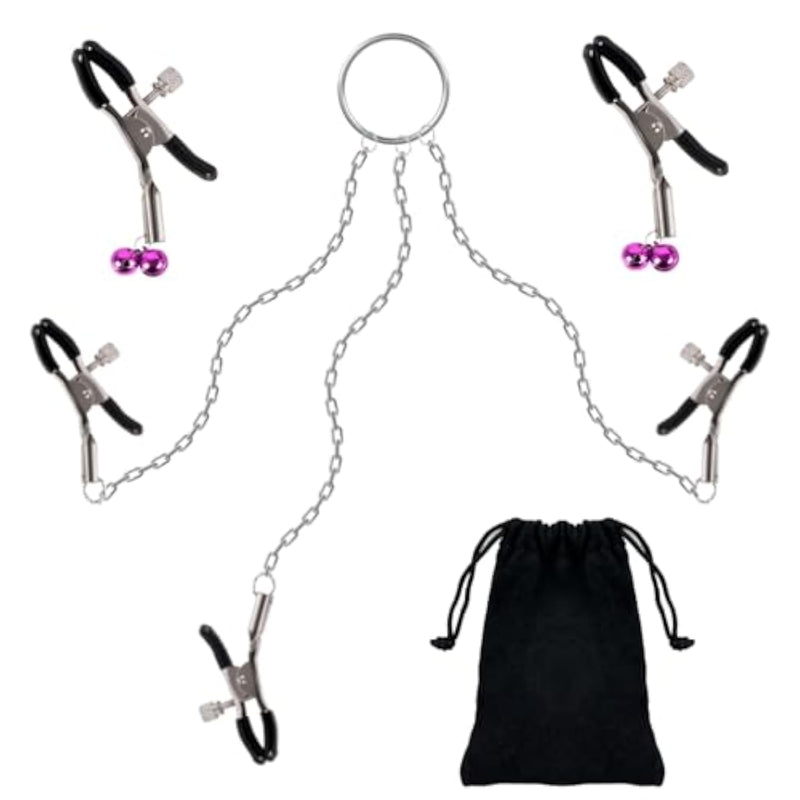 Adjustable Non-Piercing Metal Nipple Clamps for Couples - Bdsm Adult Sex Toys & Games with Chain