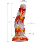 Curved Soft Silicone Made Colorful Dildo Anal Plug Multi Colored Flexible Hands-Free Odorless (Red+Yellow+White)