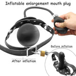Inflatable Dildo Mouth Gag Leather Bondage Gag, Silicone Penis Ball Gag With Lock Adjustable Inflatable Gag Fetish Masks Hood Sex Things For Couples Kinky Bdsm Toys Restraint Head Man Women Couple