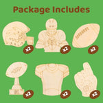 12 Pack Football Party Favors DIY Wood Painting Craft Kit with Bubbles