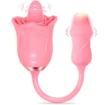 Rose Sex Toys For Women,3 In1 Rose Clitoral Stimulator For Adult Toys With 360 Tongue Rotating And Dildo Vibrator,Sex Novelties Toy For Clit Vibrator,Sexual Pleasure Tools For Women