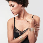 Désir Métallique – Wearable Silver Mesh Bracelets Turn Into Handcuffs With Detachable Chain, 15–24?Cm (Gold)