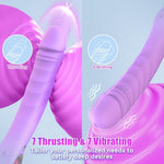 Thrusting Vibrator Dildo, 7 Pulsation & 7 Vibration Modes Sex Toy, Rechargeable Silicone G-Spot Adult Toys with Handle Ring, 8.3" Waterproof Realistic Dildos for Women, Men & Couples (Purple)