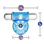 Blush Stay Hard Bull Ring 3-In-1 Vibrating Penis Ring, Partner'S Clitoral Stimulator, 10 Powerful Vibes, Ipx7, Tpe Soft Stretchy Cock Ring - Love Enhancer Adult Sex Toy For Men & Couples Play - (Blue)