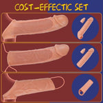Vibrating Male Sex Toys Penis Extender Sleeve Set—Detachable Cock Sleeve Vibrator With 10 Vibrations, Realistic Penis Ring For Men Couples Penis Enlargement, Prolonged Erection