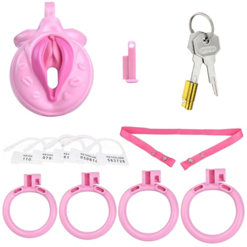 Sissy Male Chastity Cage Small Chastity Devices Sissy Penis Cage Cock For Men - K3212 (Pink)