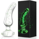 Crystal Glass Anal Butt Plug - Finger-Like Glass Dildo Sex Toy, Glow In The Dark Anal Beads Training Plug Prostate Massager, Adult Masturbation Toys For Men Women Gay Lesbian And Couples Pleasure
