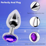5Pcs Anal Plug Training Set-Four Crystal Jewel Anal Plugs Wide Base Prevents Slippage-Metal Anal Sex Adult Toy, 1Enema,Sex Toy Anal Training Kit For Beginner Adult Unisex Women And Men Couple(Silver)