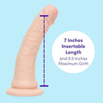 Lifelike Lover Ultra Realistic Dildo - 8 Inch With Suction Cup - Flexible G-Spot Dildo For Women - Harness Compatible Strap On - Anal Adult Sex Toy - Flesh Pink