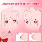 Golden Body Chain Adjustable Nipple Clamp With Chain Breast Shaking Bells Body Clamps Classic Ring Bell Forked Tail Body Jewelry Clip Gifts For Women (Bell-Bow-Pink)