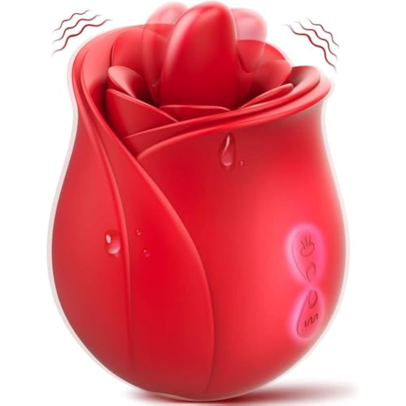 Vibrator Sex Toys For Women, 2 In1 Clitoral Tongue Licking Vibrator Rose Sex Toy Adult Toys With 7 Vibrating Modes For Clitoris Nipples Dildo, Rose Sexual Stimulator Couples Sex Toys