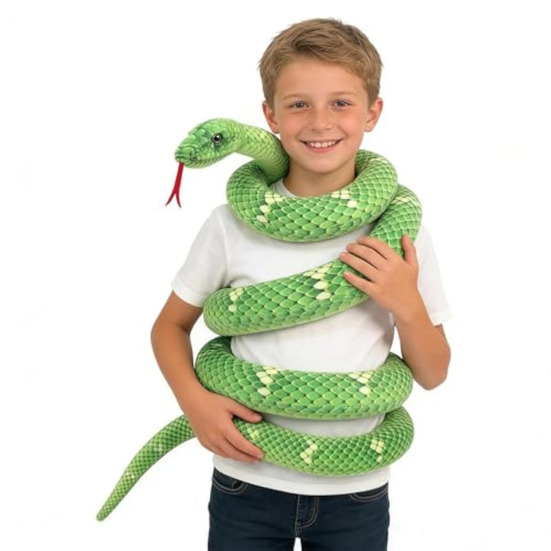 112 Inch Stuffed Anaconda - Green Kids Plush Snake Toy With Prank Props