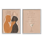 Stupell Industries Kiss French Party Caribbean Phrase Male Couple Embrace, Designed by Birch&Ink Gray Framed Wall Art, 2pc, Each 11 x 14, Brown