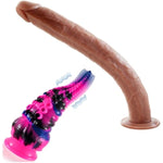 Realistic Dildo G Spot Vibrator + 16.9 Inch Super Long Built In Skeleton Flexible Dildo