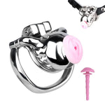Male Chastity Cage Device With Adjustable Strap Or Urethral Dilator, Ventilated Design With Urination Hole, Cock Cage Detachable Pa Ring For Double Modes (Cage+Pink Dilator+Belt,40Mm)