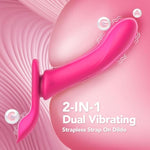 Bed Sex Bondage Restraint & Strap-On Vibrating Dildo Sex Toys