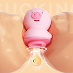2 in 1 Pink Mini Cute Pig Shape Clitoral Vibrator with 10 Lick and Suction Modes, Silicone Rechargeable Nipple Vibrator Adult Sex Toy for Women