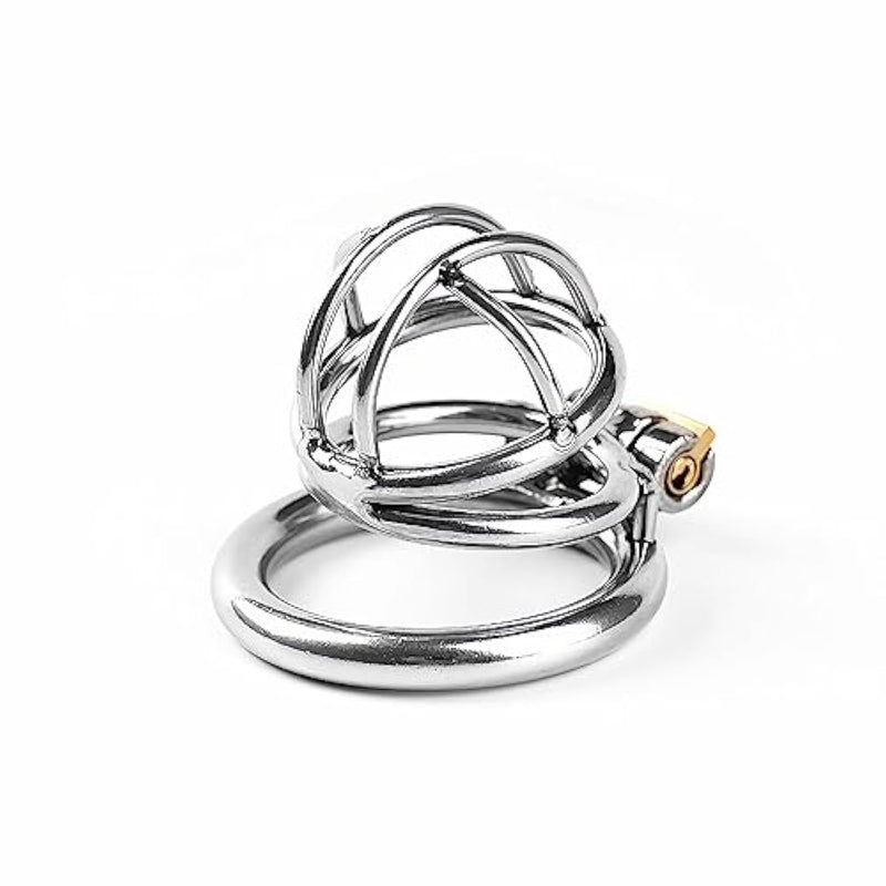 Chastity Cage For Men Steel Cock Cage With Penis Ring Male Ventilation Small Chastity Devices Locked Penis Exercise Sex Toy For Adult (2-Ring-45Mm)